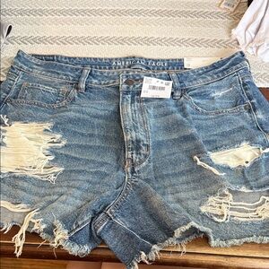 American Eagle Outfitters Women's Ripped Blue Jean Shorts